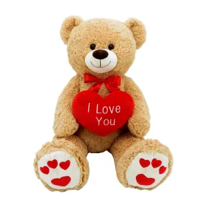 Valentine's Day Giant Teddy Bear Plush, Light Brown, 36 Inches, 1 Count