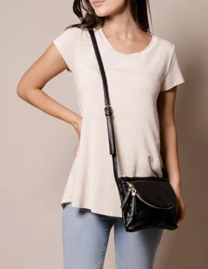 Vegan Leather Crossbody Zara Bag - Black