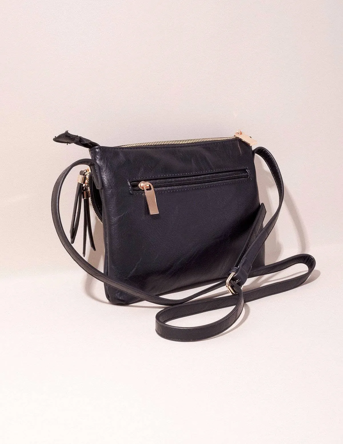 Vegan Leather Crossbody Zara Bag - Black