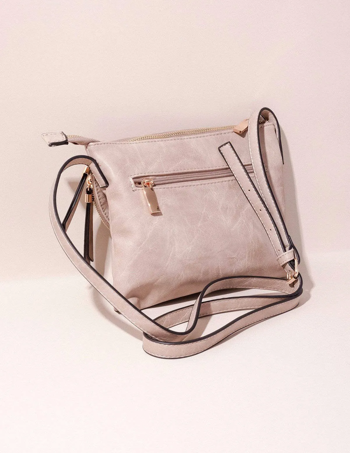 Vegan Leather Crossbody Zara Bag - Stone