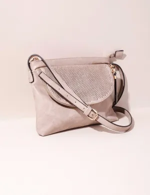 Vegan Leather Crossbody Zara Bag - Stone