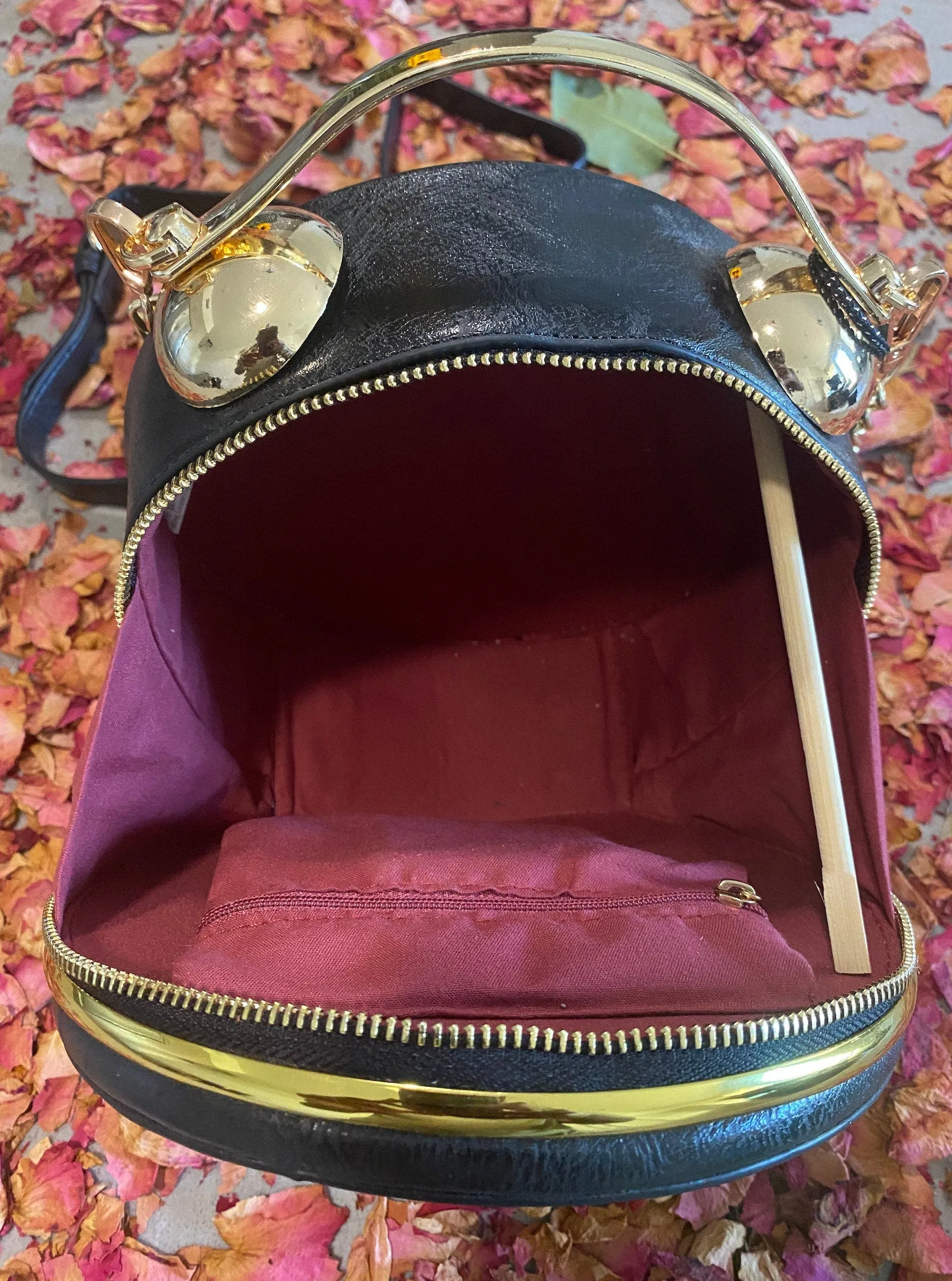 Vegan Leather Handbag | Black & Gold Vintage Clock Clutch | Retro Roman Numeral Clock Purse | Custom Evening Bags | Popular Right Now