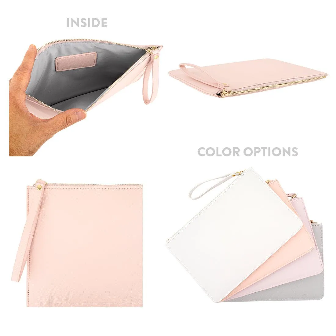 Vegan Leather Wristlet Clutch Purse Pouch Bag for Bride