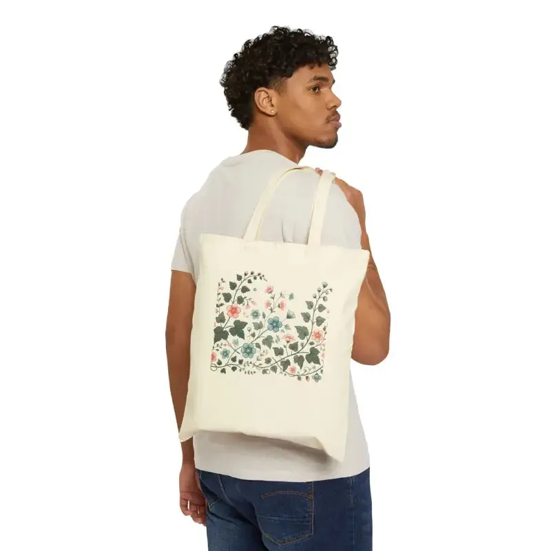 Vibrant Flowers Cotton Canvas Tote Bag