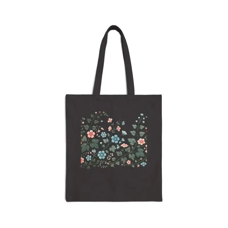 Vibrant Flowers Cotton Canvas Tote Bag