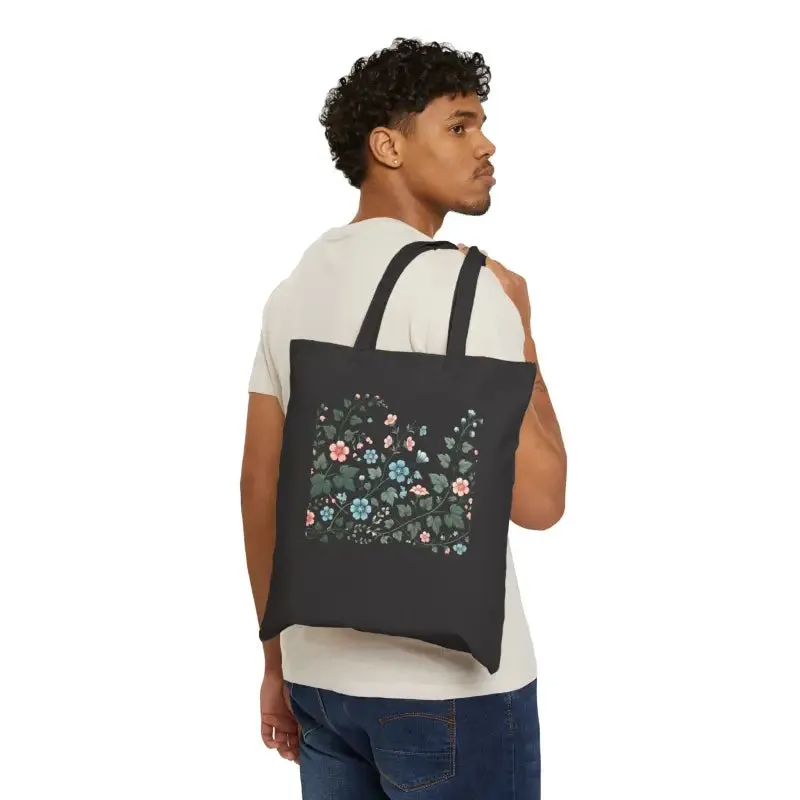 Vibrant Flowers Cotton Canvas Tote Bag