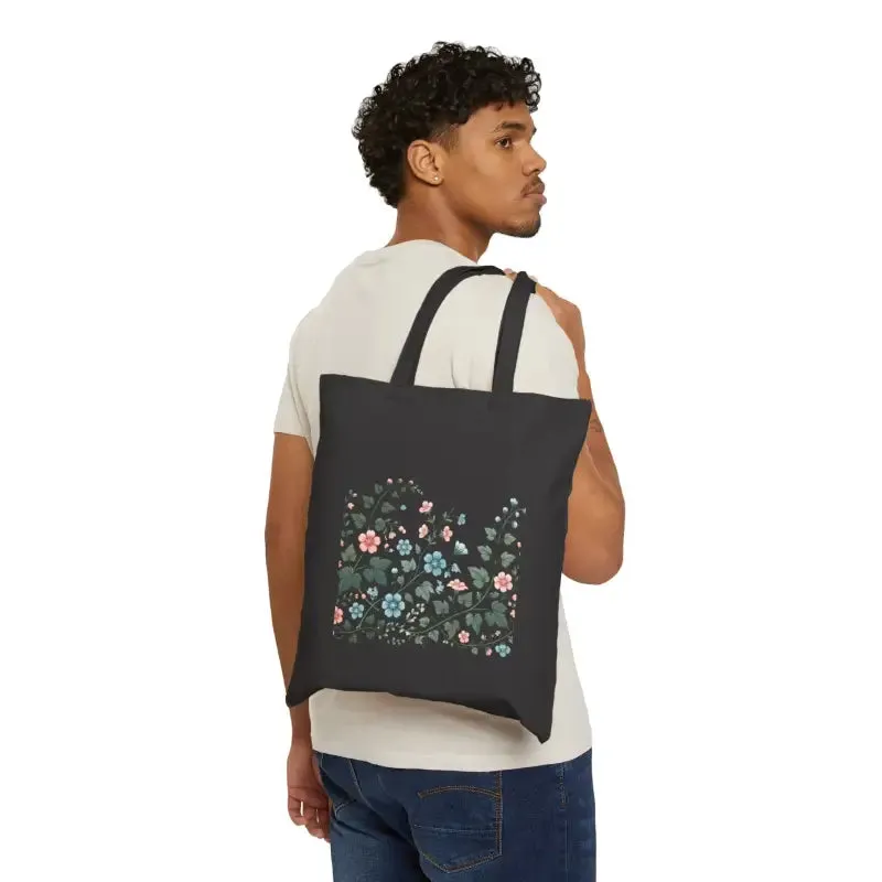 Vibrant Flowers Cotton Canvas Tote Bag