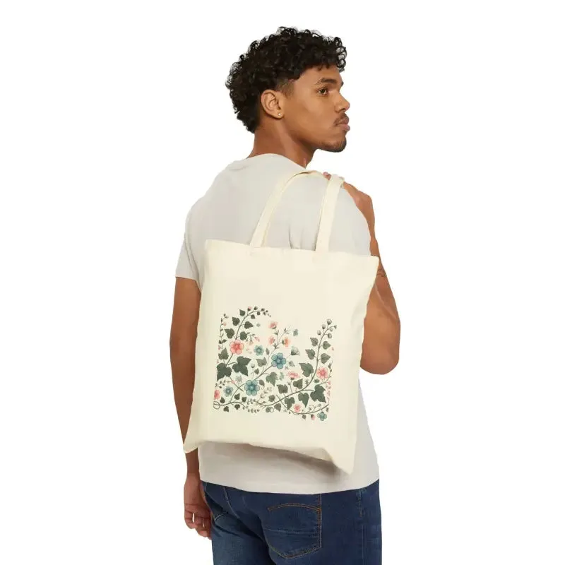 Vibrant Flowers Cotton Canvas Tote Bag