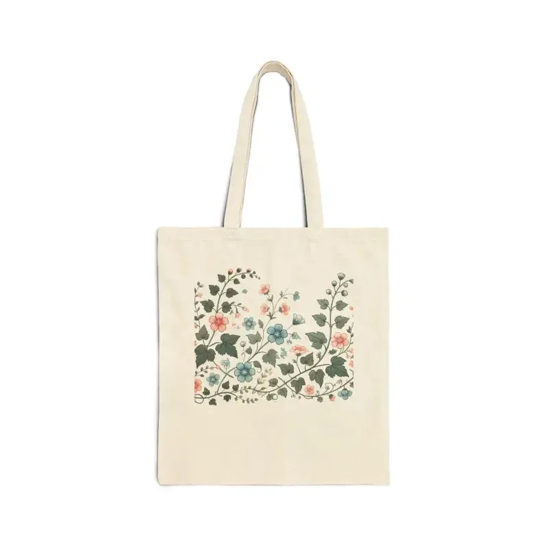 Vibrant Flowers Cotton Canvas Tote Bag