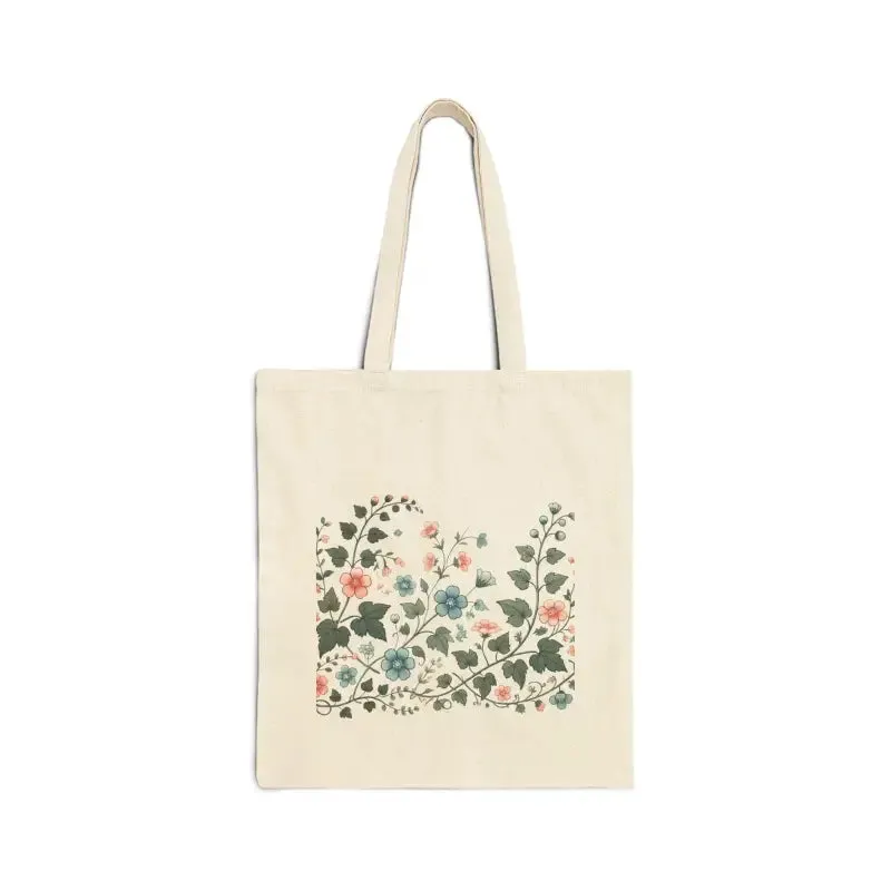 Vibrant Flowers Cotton Canvas Tote Bag