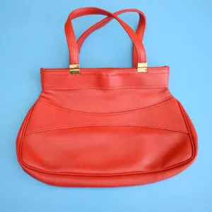 Vintage 1970s Vinyl Clarks Handbag - Red