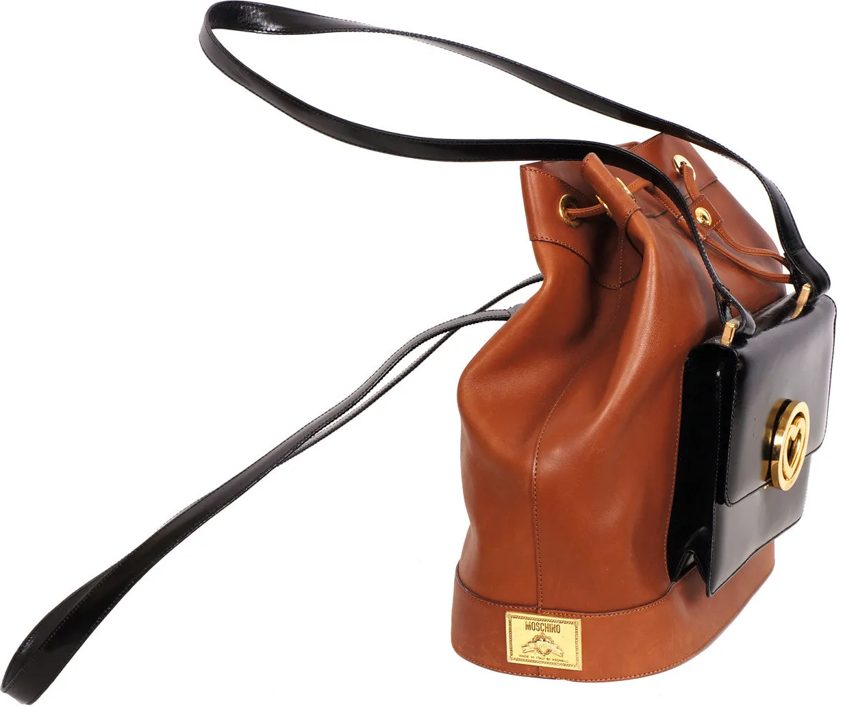 Vintage 90s Moschino Leather Shoulder Bag Purse - Redwall