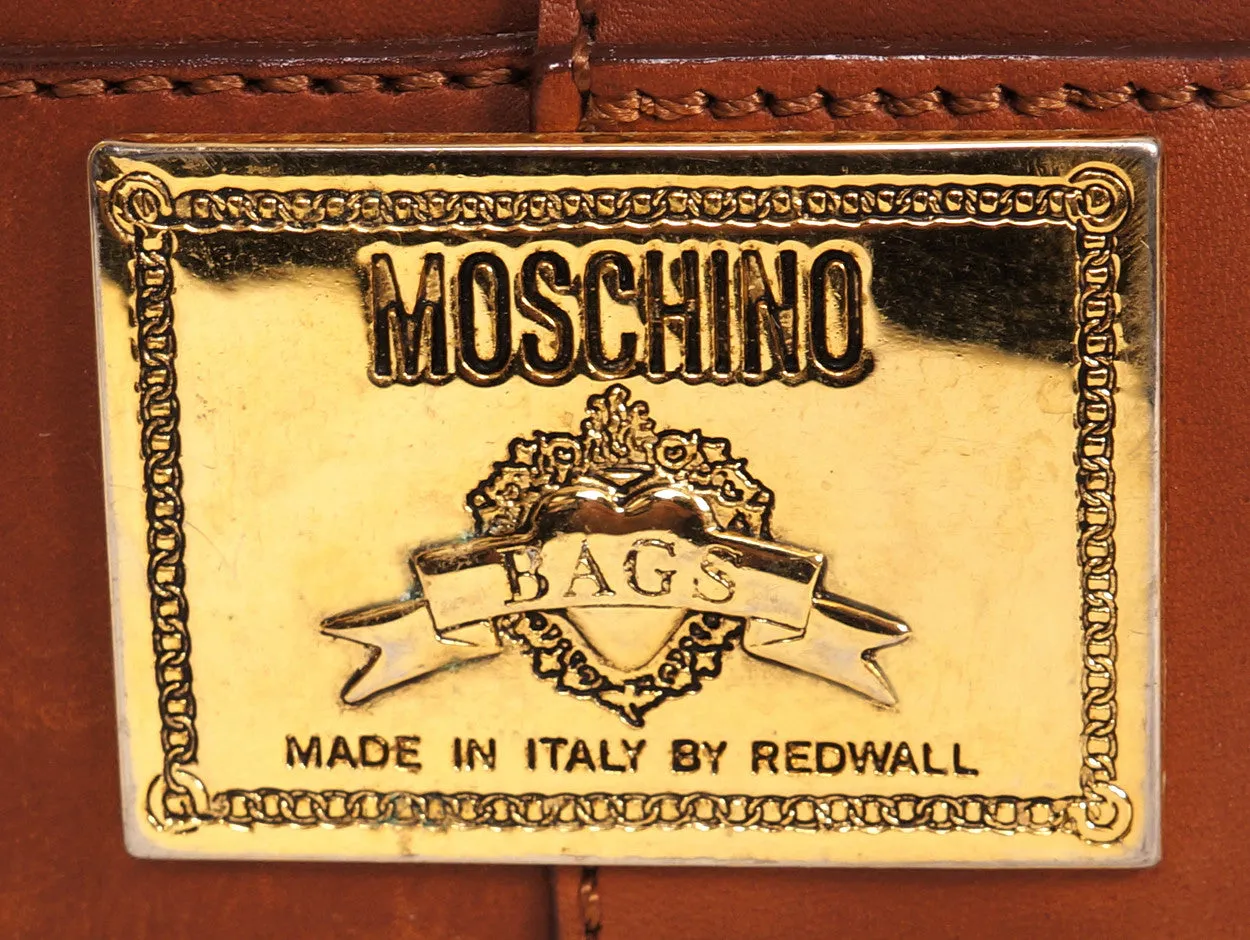 Vintage 90s Moschino Leather Shoulder Bag Purse - Redwall