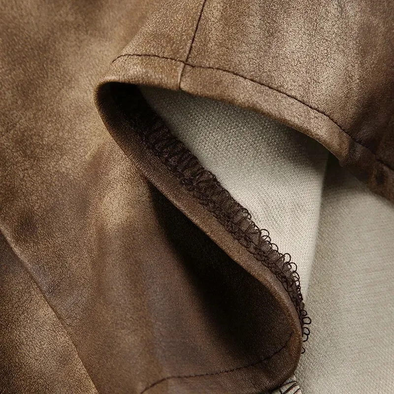 Vintage Brown Rivet Strapless Leather Top