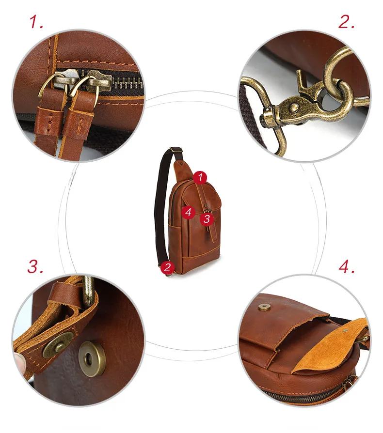 Vintage Exercising Cowhide Leather Chest Bag