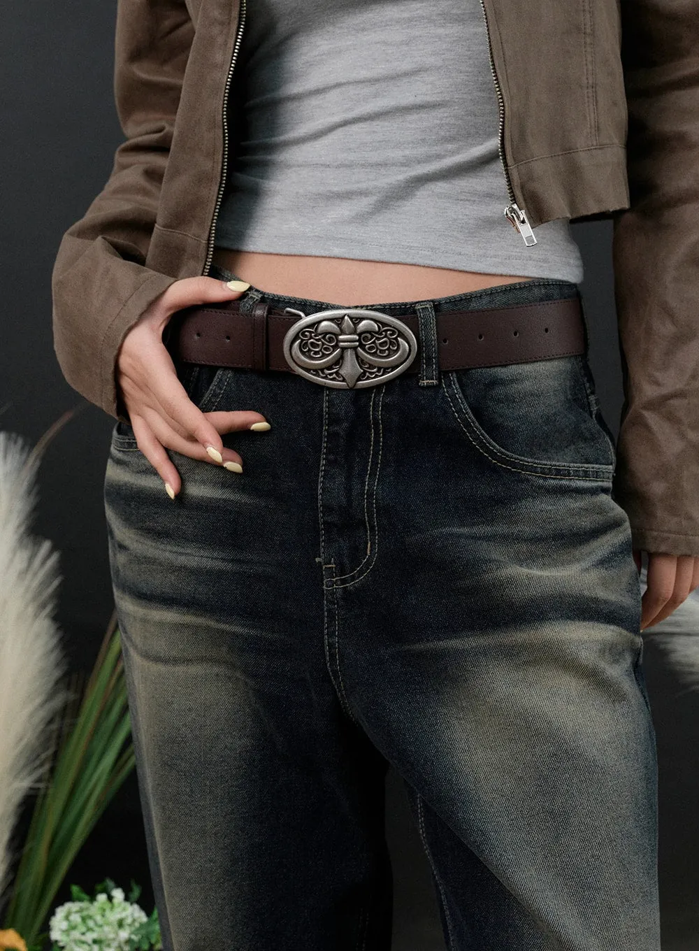 Vintage Faux Leather Belt IS306