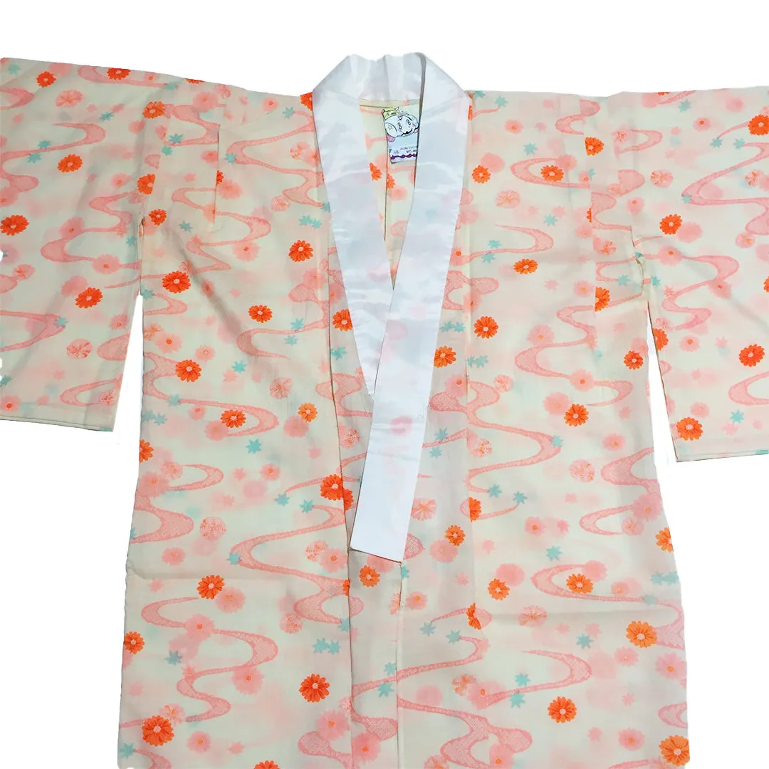 Vintage Floral Pattern Orange Nagajuban