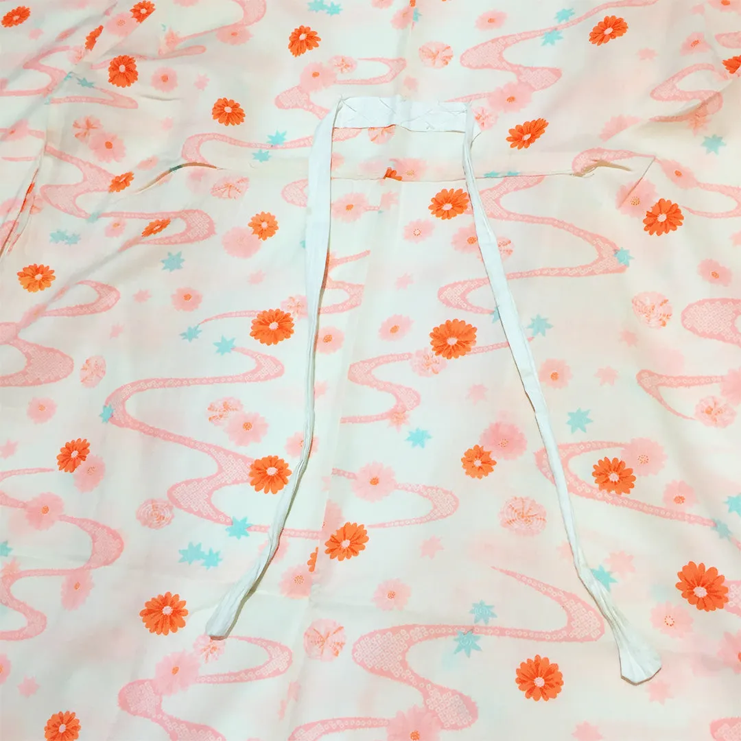 Vintage Floral Pattern Orange Nagajuban