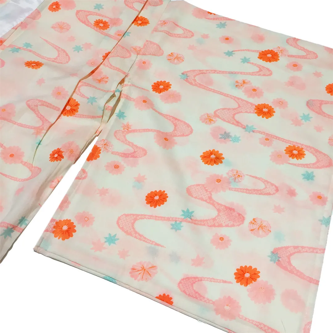 Vintage Floral Pattern Orange Nagajuban
