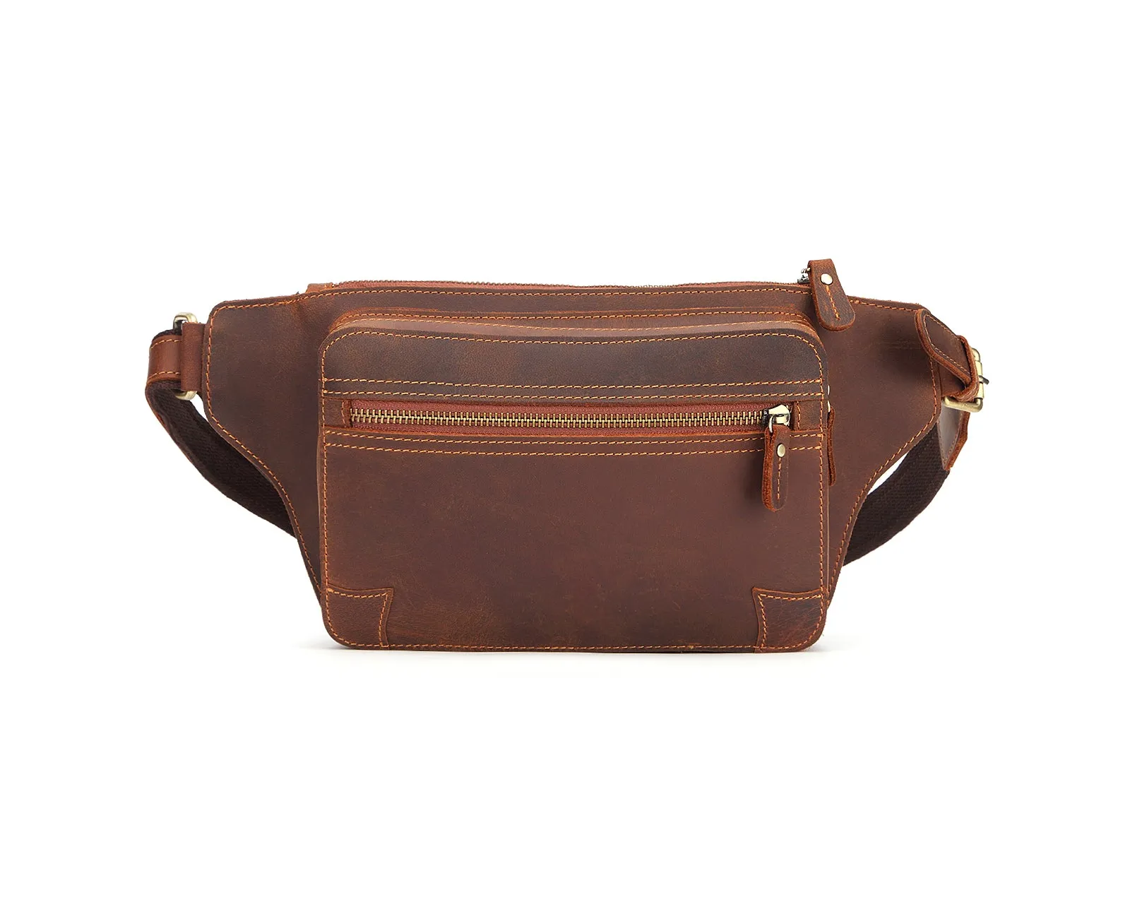 Vintage Handmade Full Grain Leather Waist Bag #M8170