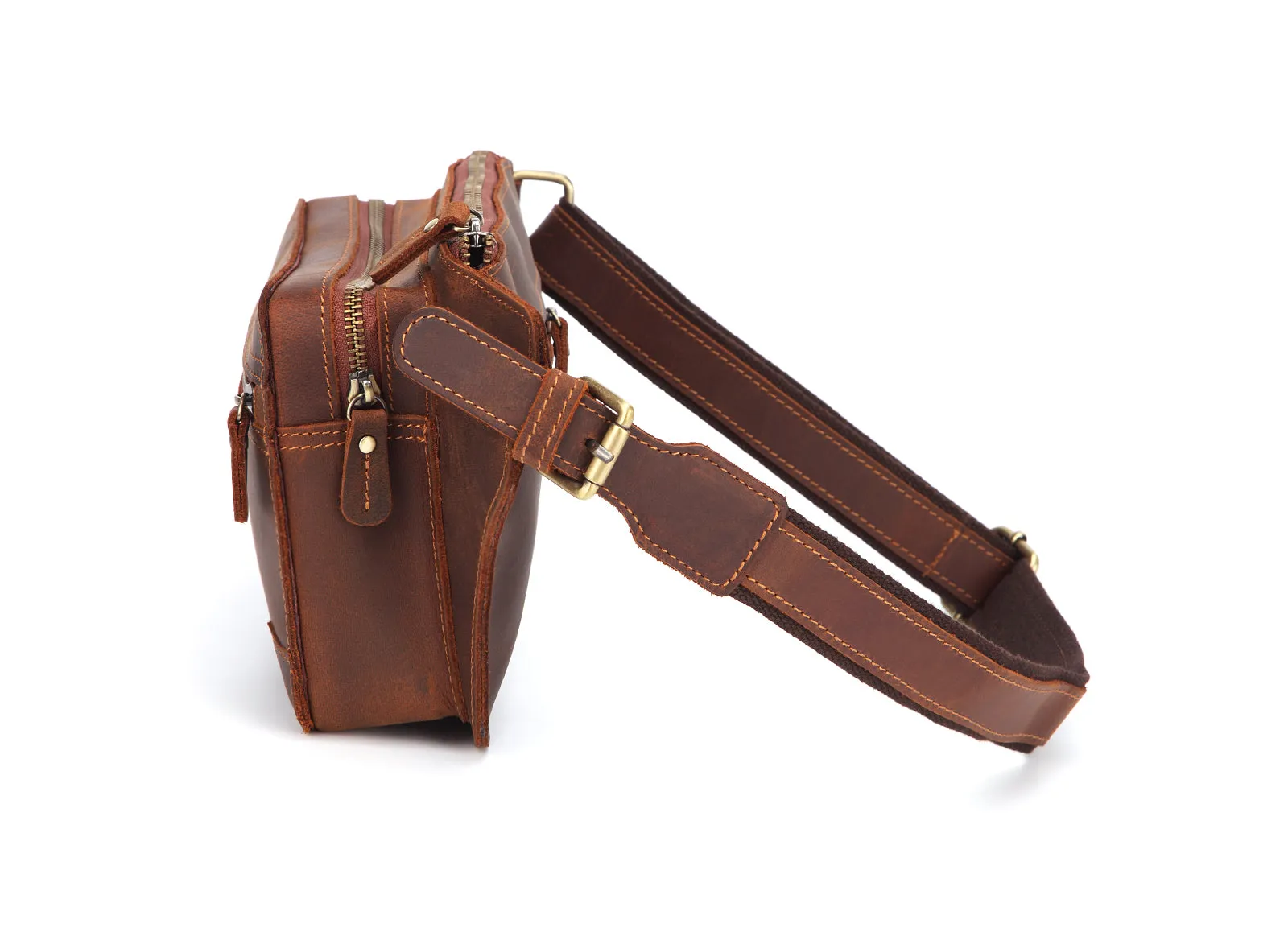 Vintage Handmade Full Grain Leather Waist Bag #M8170