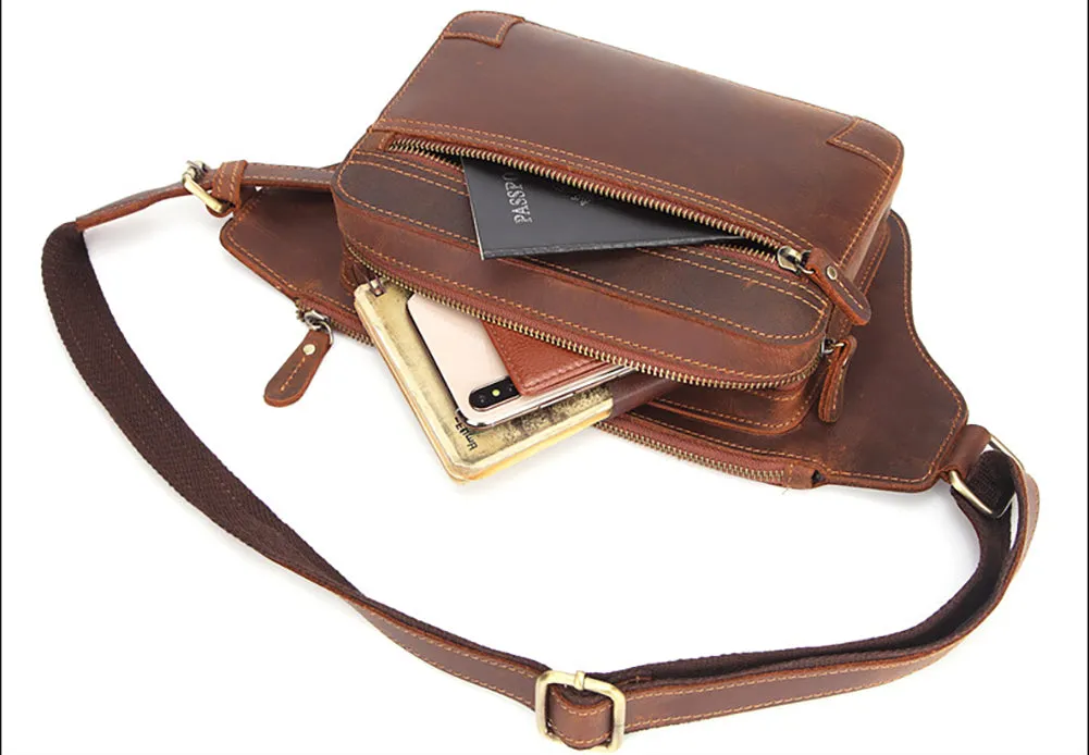 Vintage Handmade Full Grain Leather Waist Bag #M8170