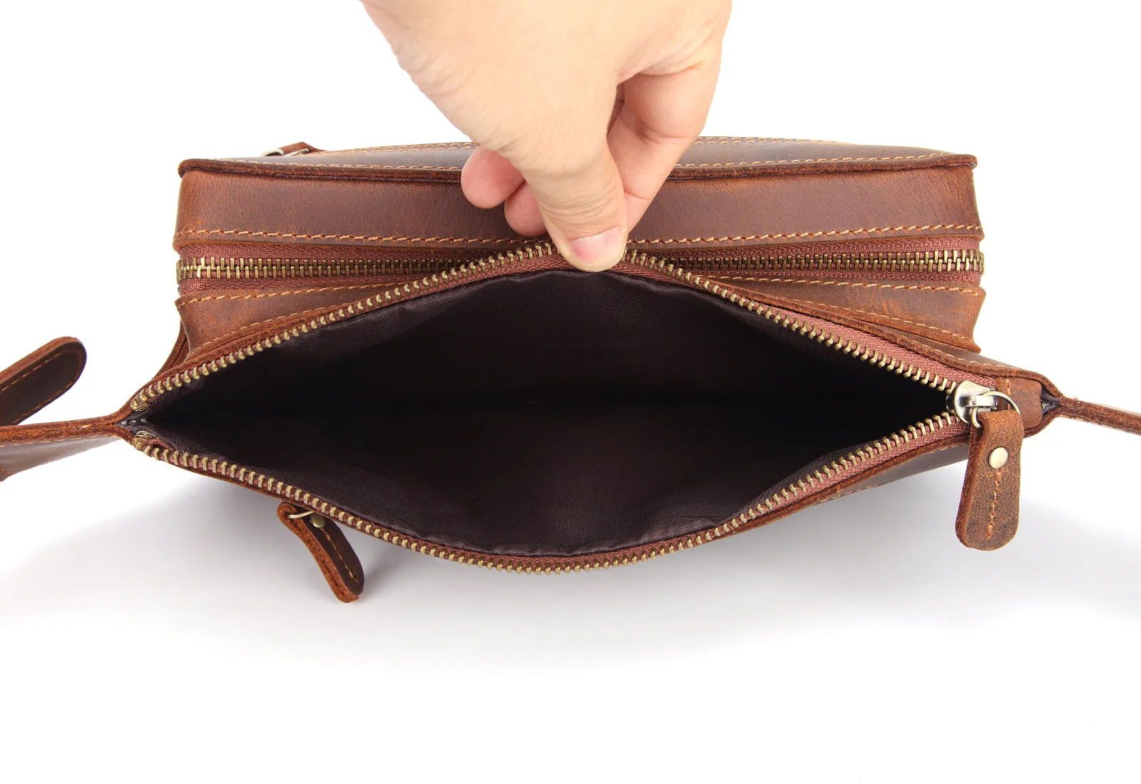 Vintage Handmade Full Grain Leather Waist Bag #M8170