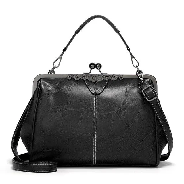 Vintage Luxury PU Leather Shoulder Bag – Retro Clip Handbag, Tote & Crossbody Messenger Purse for Women