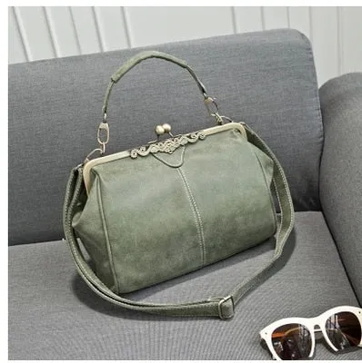 Vintage Luxury PU Leather Shoulder Bag – Retro Clip Handbag, Tote & Crossbody Messenger Purse for Women