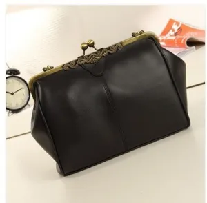 Vintage Luxury PU Leather Shoulder Bag – Retro Clip Handbag, Tote & Crossbody Messenger Purse for Women