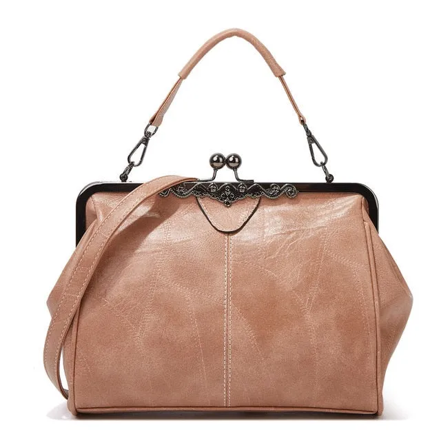 Vintage Luxury PU Leather Shoulder Bag – Retro Clip Handbag, Tote & Crossbody Messenger Purse for Women