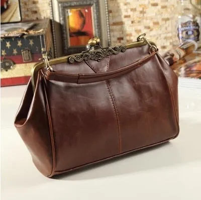 Vintage Luxury PU Leather Shoulder Bag – Retro Clip Handbag, Tote & Crossbody Messenger Purse for Women