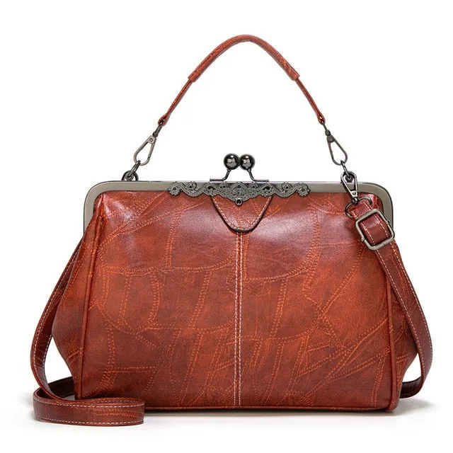 Vintage Luxury PU Leather Shoulder Bag – Retro Clip Handbag, Tote & Crossbody Messenger Purse for Women