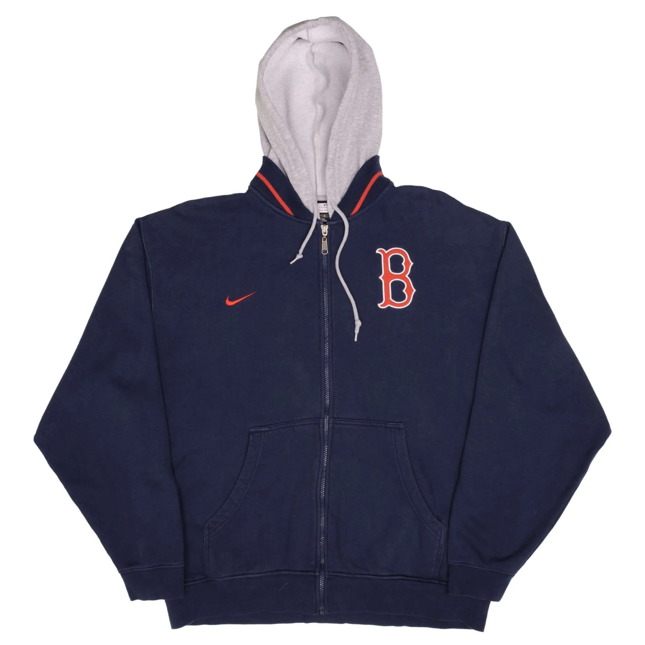 VINTAGE MLB BOSTON RED SOX FULL ZIP NIKE HOODIE SWEATSHIRT 1990S SIZE LARGE