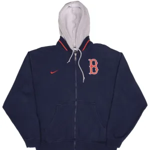 VINTAGE MLB BOSTON RED SOX FULL ZIP NIKE HOODIE SWEATSHIRT 1990S SIZE LARGE