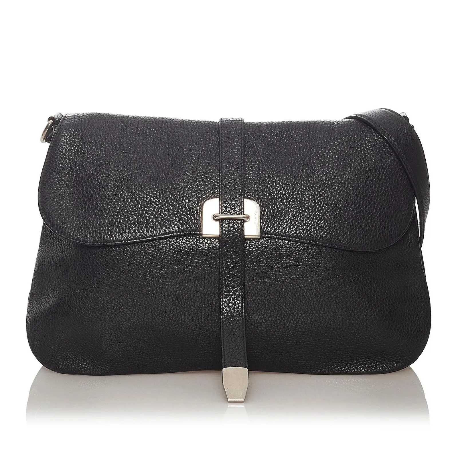 Vintage Prada Leather Shoulder Flap Messenger  Bag Large 2001 W/Authenticity card