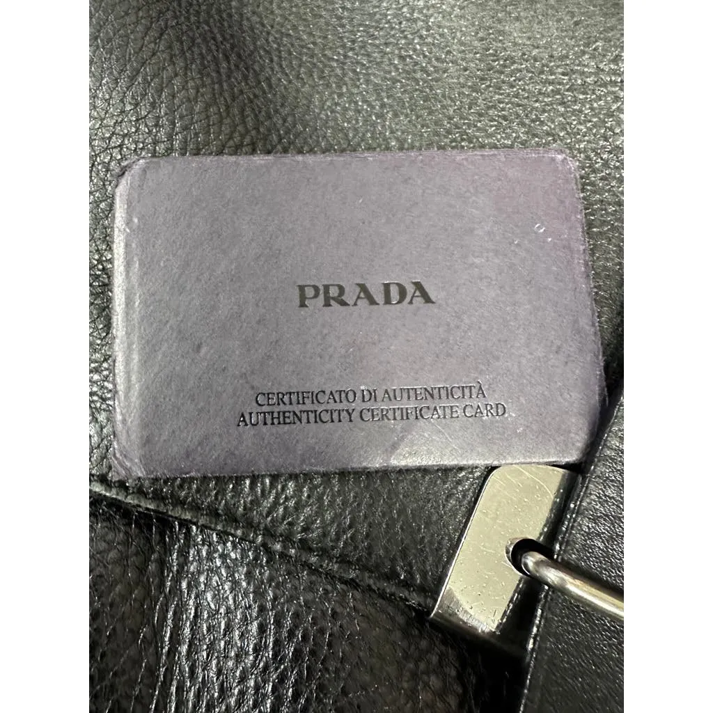 Vintage Prada Leather Shoulder Flap Messenger  Bag Large 2001 W/Authenticity card