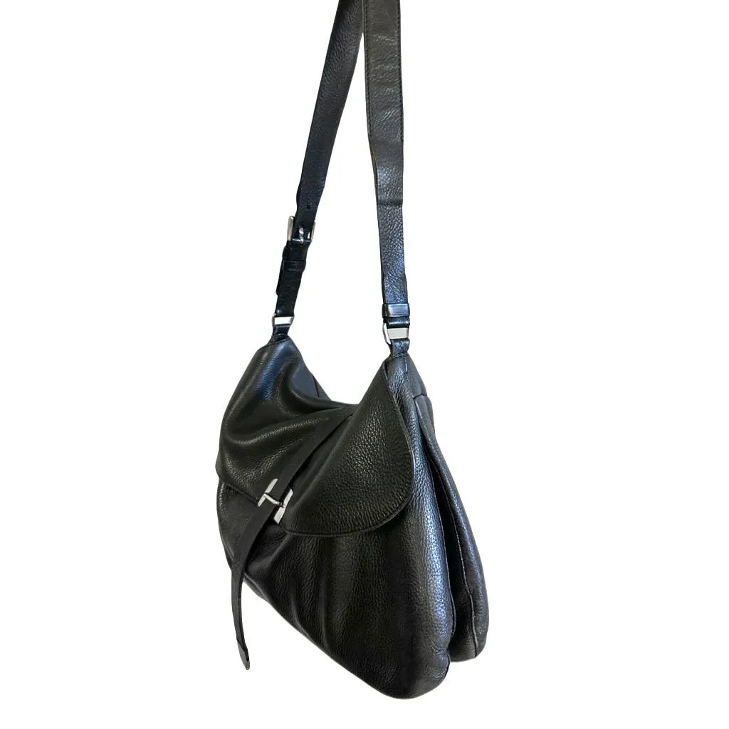 Vintage Prada Leather Shoulder Flap Messenger  Bag Large 2001 W/Authenticity card