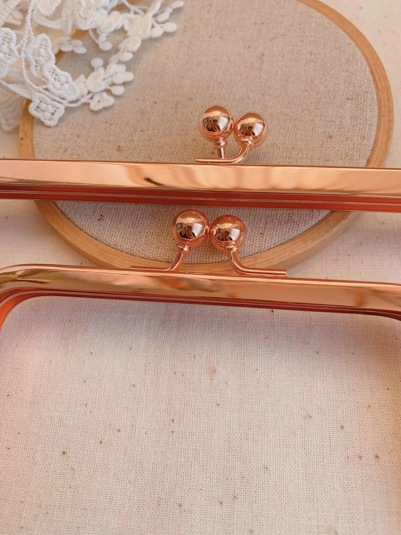 Vintage Rose Gold Bag Purse Frame Two Sizes 18cmx6.5cm /12cmx6.5cm