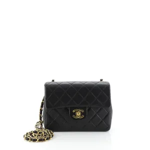 Vintage Square Classic Single Flap Bag Quilted Lambskin Mini