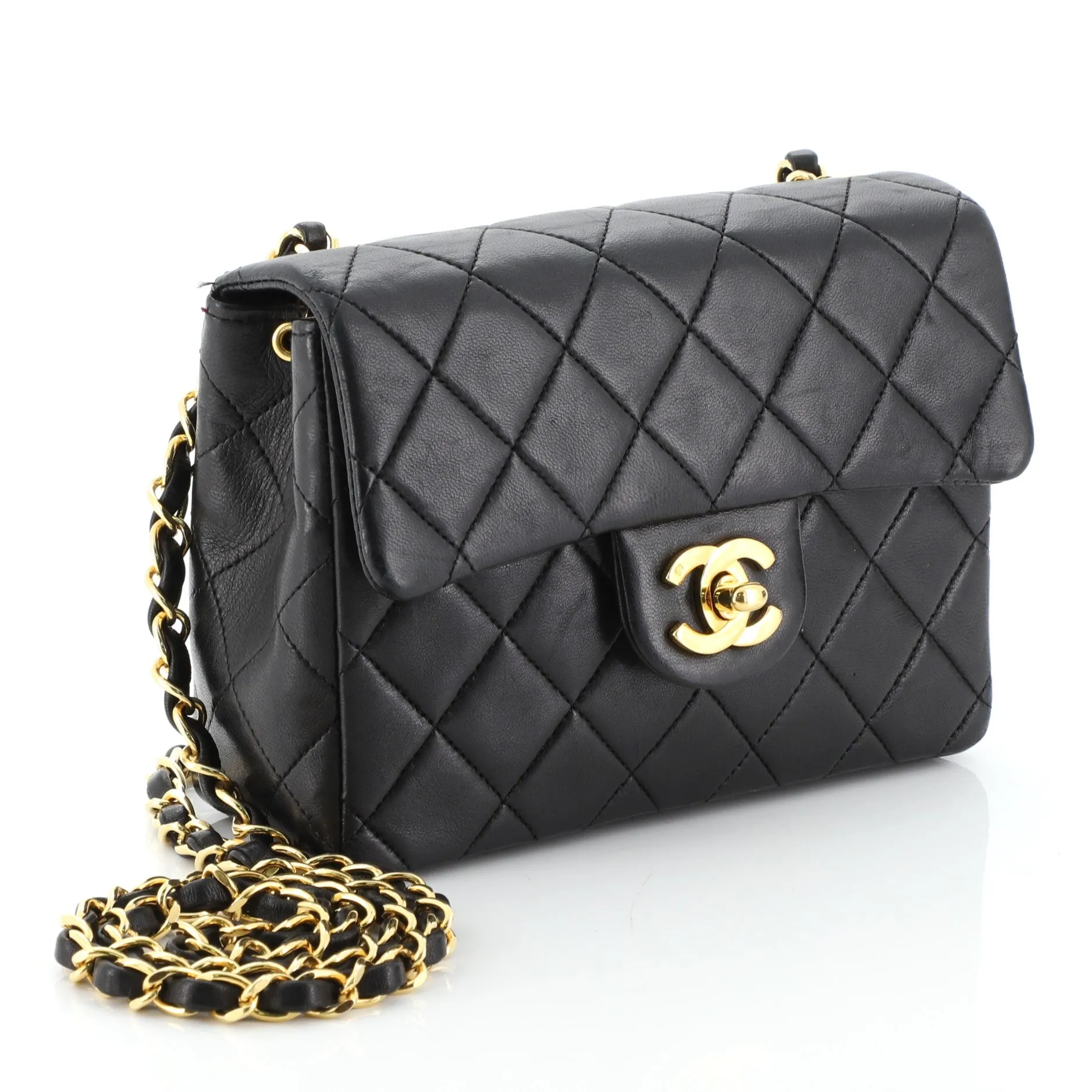 Vintage Square Classic Single Flap Bag Quilted Lambskin Mini