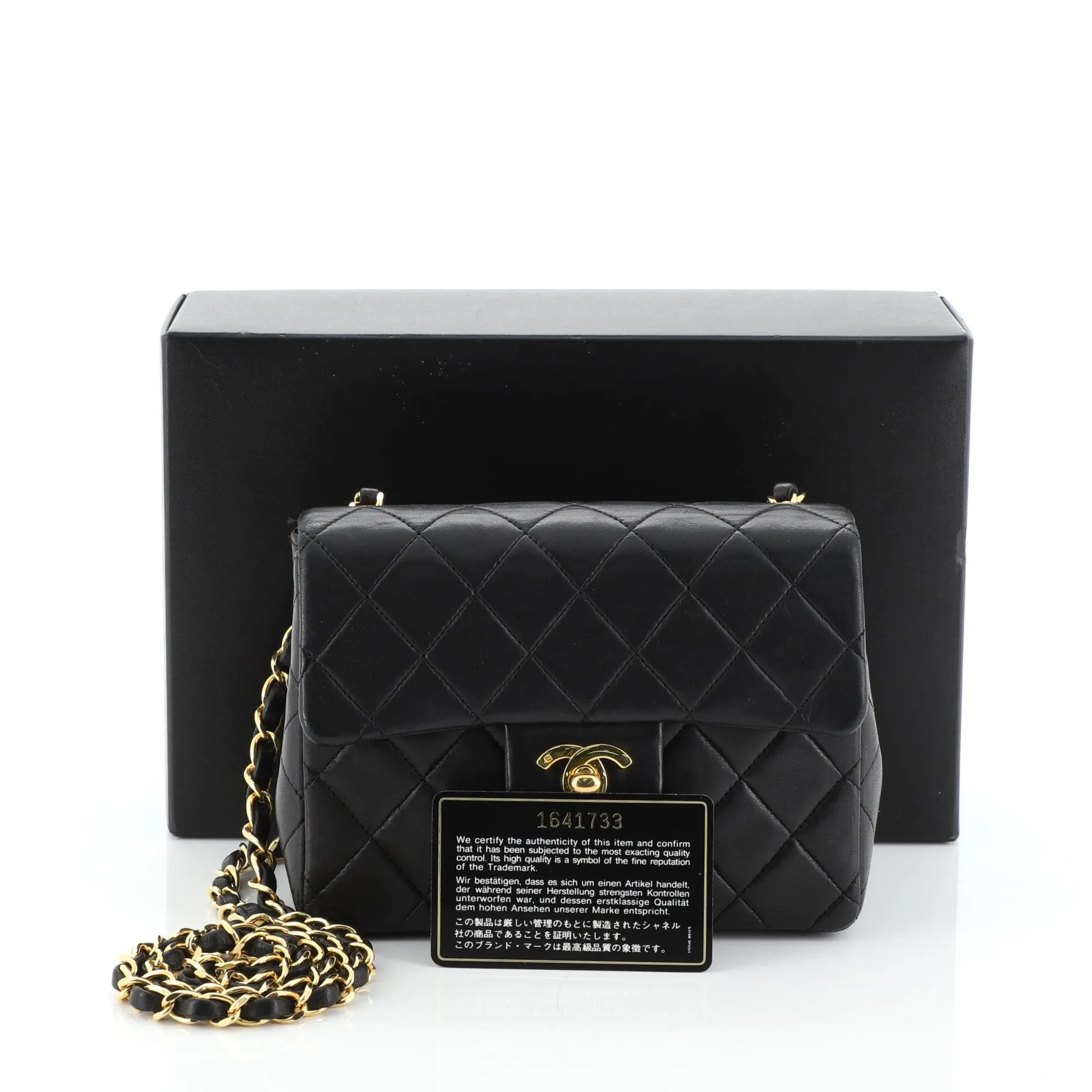 Vintage Square Classic Single Flap Bag Quilted Lambskin Mini