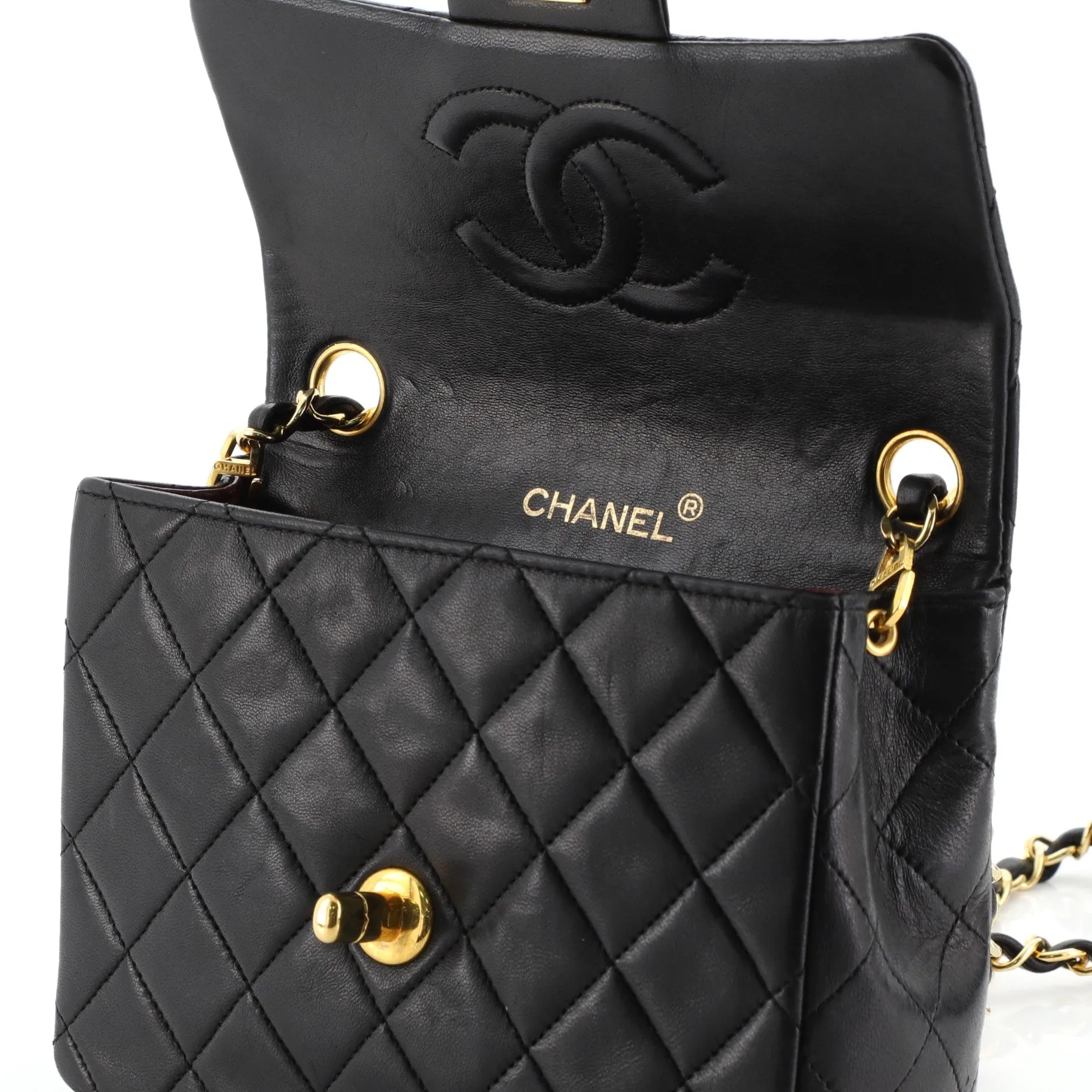 Vintage Square Classic Single Flap Bag Quilted Lambskin Mini
