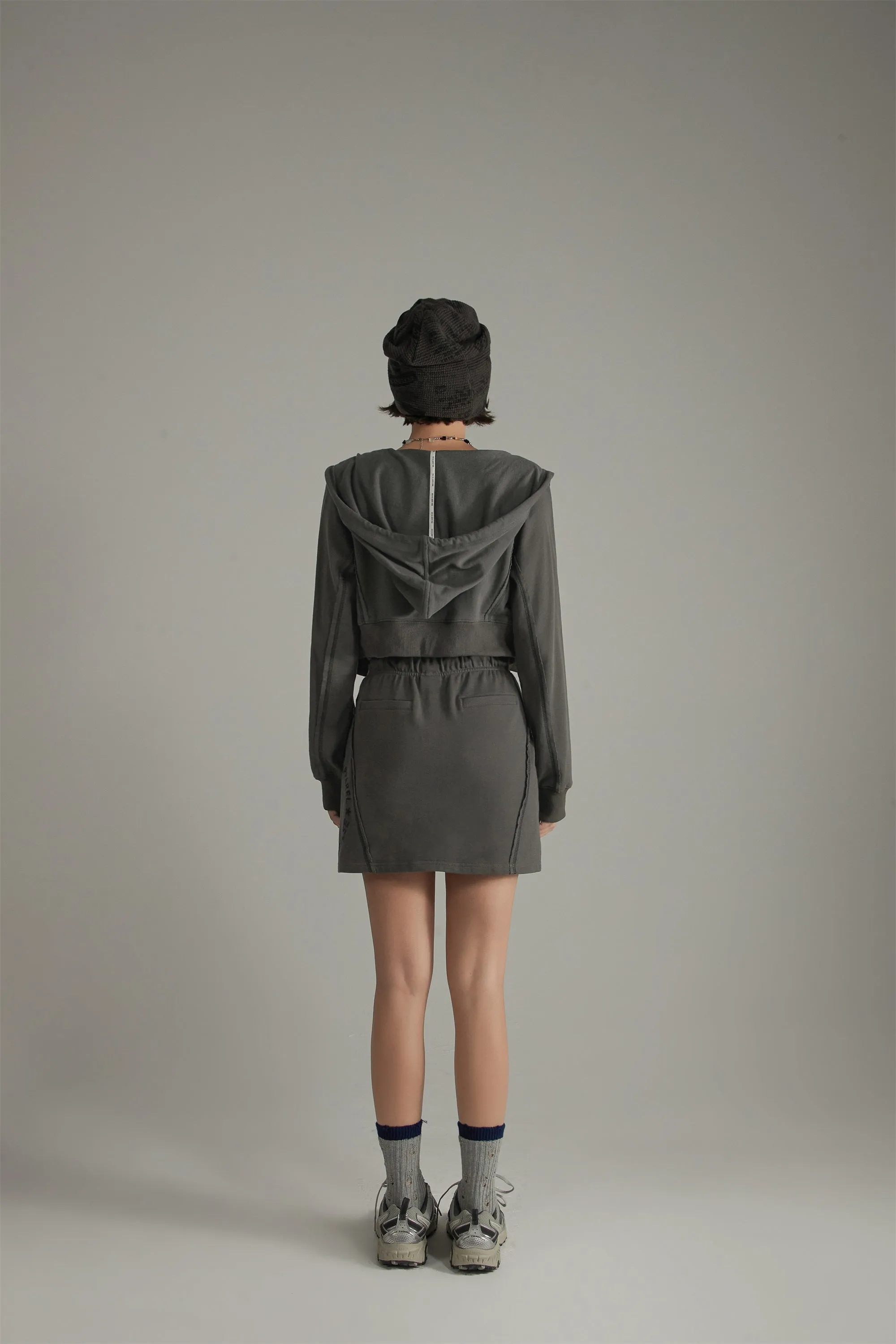 Vintage Stitch Drawstring Mini Skirt