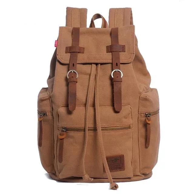 Vintage Travel Canvas Rucksack Backpack