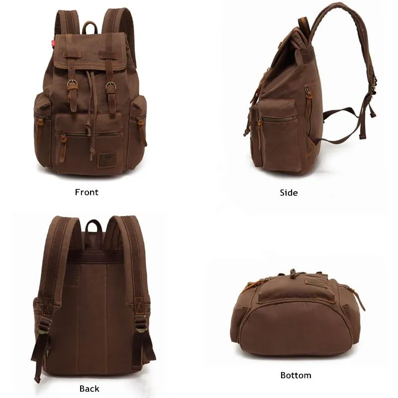 Vintage Travel Canvas Rucksack Backpack