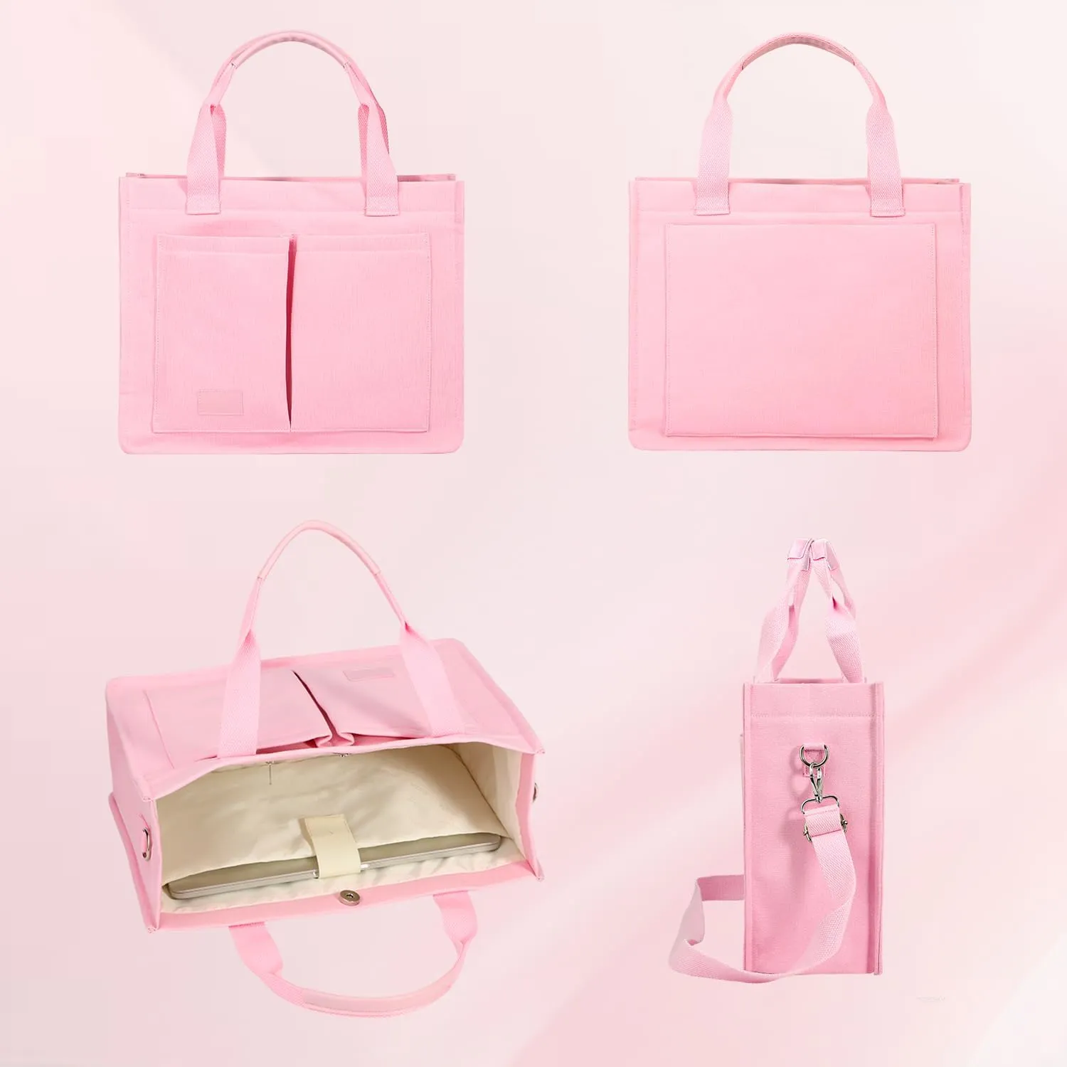 Voova Large Canvas Tote Bag for Women, Womens Laptop Work Bags Crossbody Purse Handbag Shoulder Travel Messenger Totes