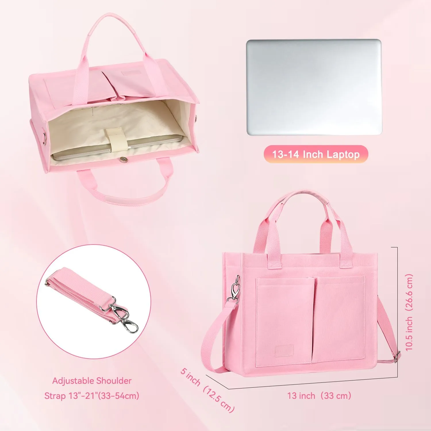 Voova Large Canvas Tote Bag for Women, Womens Laptop Work Bags Crossbody Purse Handbag Shoulder Travel Messenger Totes