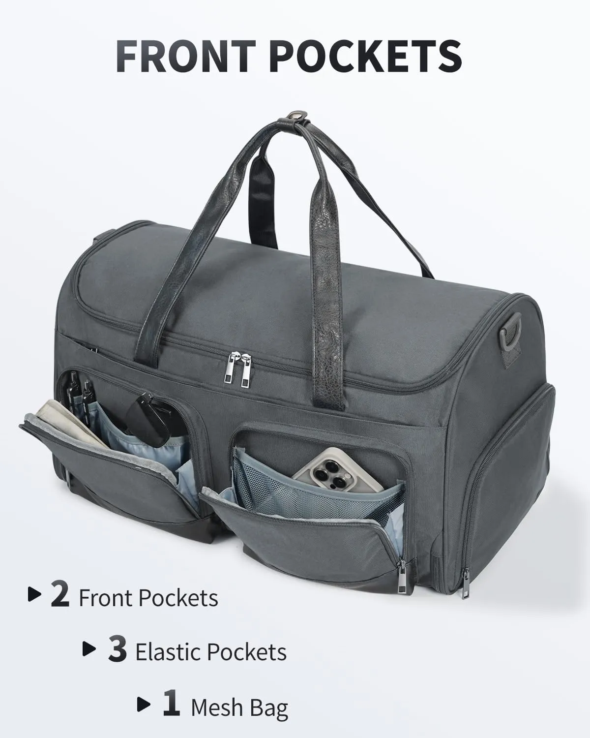 WANDF Convertible Garment Bag with Toiletry Bag for Travel