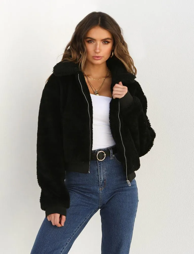 Warm Teddy Bear Fleece Zip Up Jacket Oversized Outdoor Coat